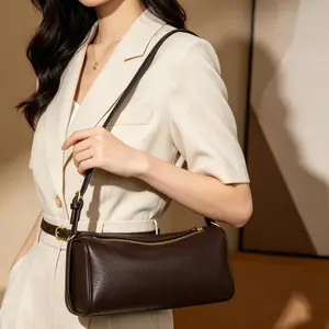 DONNAIN high-grade genuine leather bucket handbag, fashionable casual leather bag, soft leather crossbody bag, ladies' wallet with adjustable shoulder strap, leather Hobo bag with storage pouch