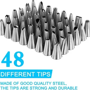Piping Nozzle Set, 48pcs Stainless Steel Cream Nozzle Tip Piping Set For Pastry Fondant, Cake, Biscuit, Baking Tool, Pastry Decorating Tools