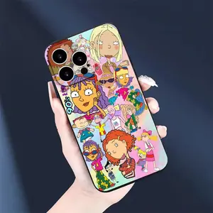 Nickelodeon Rugrats Phone Case for iPhone, Black TPU Soft Protective Cover, Fits for iPhone 11/ 12/ 13/ 14/ 15/ 16/17 Pro Max Air Pro Max & Samsung Galaxy S26 Ultra S25 S24 S23 S22 S21 Plus