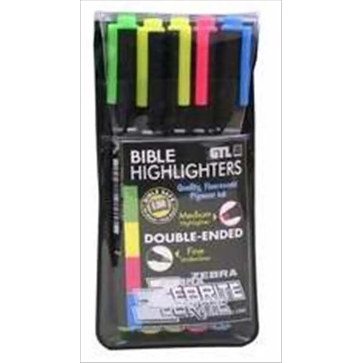 G T Luscombe 12724X Zebrite Double-Ended Wet Highlighter, No.1, No Bleed, No Fading, Carded Pack Office Writing Tool for Highlight/Underline Tasks