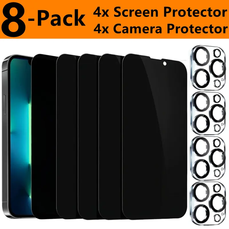 For iPhone 17 16 15 14 13 Pro Max Privacy Tempered Glass Screen Camera Protector