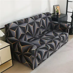 Geometric Pattern Elastic Sofa Cover + Pillowcase Set, Fashionable, Soft, Breathable, Stain-Resistant, for Living Room, Bedroom, Study, Elastic Sofa Slipcover