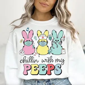 Nurse Chillin With My Peeps Sweatshirt T-Shirt, Easter Bunny Nurse Shirt, Easter Gift, Doctor Easter Tee, Nurse Tee, Nurse Crew Hoodie Doctor Crew Tee