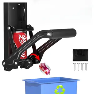 Can Crusher - Wall Mounted Can Crushers for Recycling - with Auto-Drop System -Built-in Bottle Opener-Crushes 8-16oz Cans-Includes Kitchen Storage Bag-Heavy Duty Can Crusher for Home Use-Black