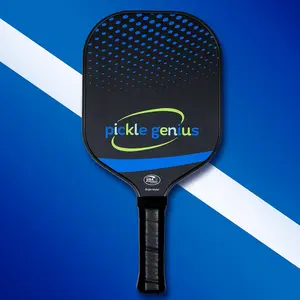 Pickle Genius Pickleball Paddle- 100% Raw Green & Blue Carbon Fiber Pickleball Paddle with 13mm Polypropylene Honeycomb Core – Lightweight 8oz Paddle for Maximum Power, Precision, Spin & Control – Grit Finish, Soft Grip, USAPA Approved