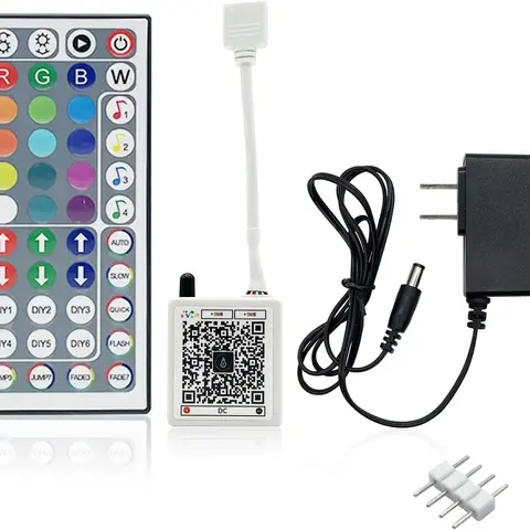44 Key RGB LED Strip Lights IR Remote Control, Remote Receiver RGB LED Light Strip, 24V Power Adapter for LED Lights