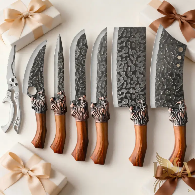 6-piece/7-piece professional kitchen knife set, made of stainless steel material and anti slip handle, with diversified processing of ingredients, suitable for home and restaurant kitchen meal preparation knife set