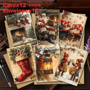 24 piece set of traditional Christmas cards including envelopes birthday wishes and greeting cards as gifts for classmates teachers friends and family Card Vintage