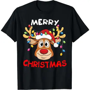 Graphic Tee Merry Christmas Reindeer Xmas Family Men Women T-Shirt