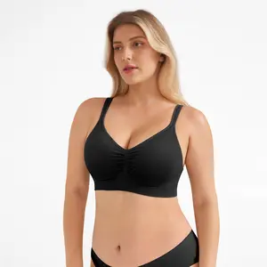 Popilush Seamless Wireless Wide-Strap Everyday Bra Minimalist Slip Style Adjustable