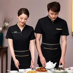 Waiter Work Clothes for Summer Short-sleeved Women Hotel Catering Chinese Restaurant Hot Pot Hotel Hotel Teahouse Work Clothes