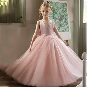 505 Tween Girl's Christmas Bow Back Deep Tulle Princess Dress Suitable For Birthday Party Flower Girl Wedding Banquet Festival Occasions