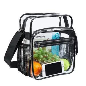 Bag Stadium Approved, Clear Crossbody Messenger Shoulder Bag with Adjustable Strap for Concerts, Sports Events