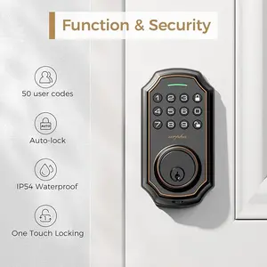 Arpha D180 Keyless Entry Door Lock with Keypad Smart Deadbolt Lock for Front Door 2 Keys Auto Lock Easy Installation Suitable for Various Scenarios Multiple Styles to Choose From with or without APP;Version with and without fingerprint