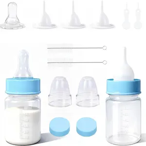 Complete Kitten Bottle Feeding Kit, Adjustable Nursing Bottles for Kittens & Puppies, Includes 2 Replaceable Nipples & Cleaning Brush