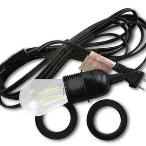 CORD + Shatterproof Bulb | Black Pendant Light Lamp Cord Combo Kit, Switch, S14 Cool White Bulb