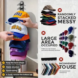 Baseball Hat Storage Rack, Vertical Design Saves Space, Holds 20 Hats, Durable Plastic, Tool-Free Installation, Home Closet Organizer