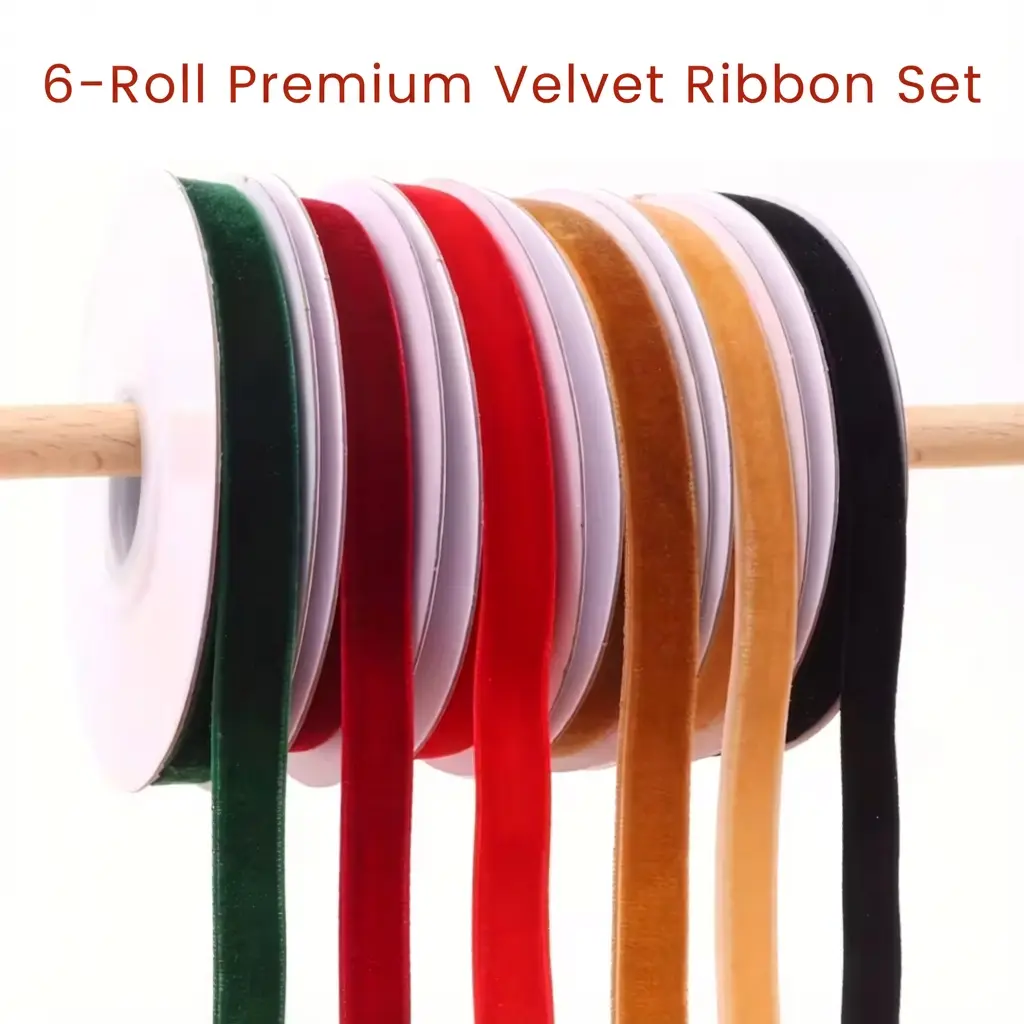 IDONGCAI Luxury Velvet Ribbon Rolls 30 Yards，Soft & Elegant Ribbon for Wedding Décor, Gift Wrapping, DIY Crafts & Holiday Decorations fabric handmade craft Decorative Multicolor