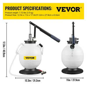 VEVOR Transmission Fluid Pump Manual ATF Refill System Dispenser, Oil and Liquid Refill Bleeder 7.5 Liter Large Capacity, Automatic Transmission Fluid Pump Tool Set with 15 Pieces ATF Filler Adapters