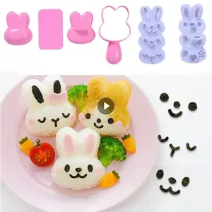 3pcs Set Sushi Mold Rice Ball Mold, Cartoon Cat Pattern Sushi Bento Nori Kit, Kitchen Rice Decor & Sandwich Maker Mold, Cooking Utensils Set