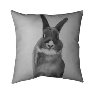 Begin Home Decor 5541-1616-AN465 16 x 16 in. Funny Gray Rabbit Pillow - Monochrome Animal Decor Cushion