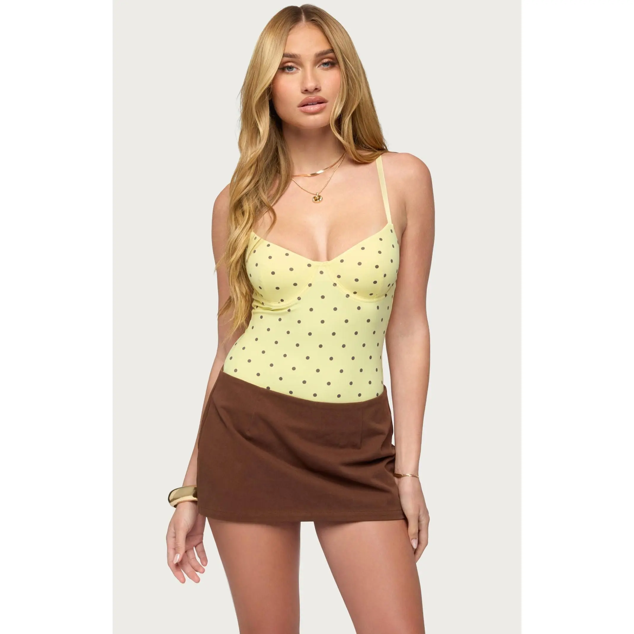 Edikted Women's Gabriana Polka Dot Cupped Bodysuit