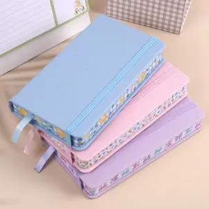 Mini Notebook Set With Sprayed Edges, 160 GSM Dot Grid Journals, 3 Journal Set with Ribbon Bookmarks and Elastic Band