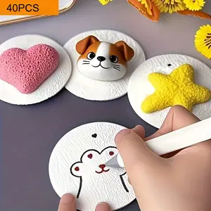 40pcs/1 Set, 3D Foam Texture Paper, Interesting 3D Paper Art, Water Absorption And Expansion, Art Tools Suitable For Fluffy Paint Crafts And Creative Activities - Christmas, Office, Family Activities Interaction