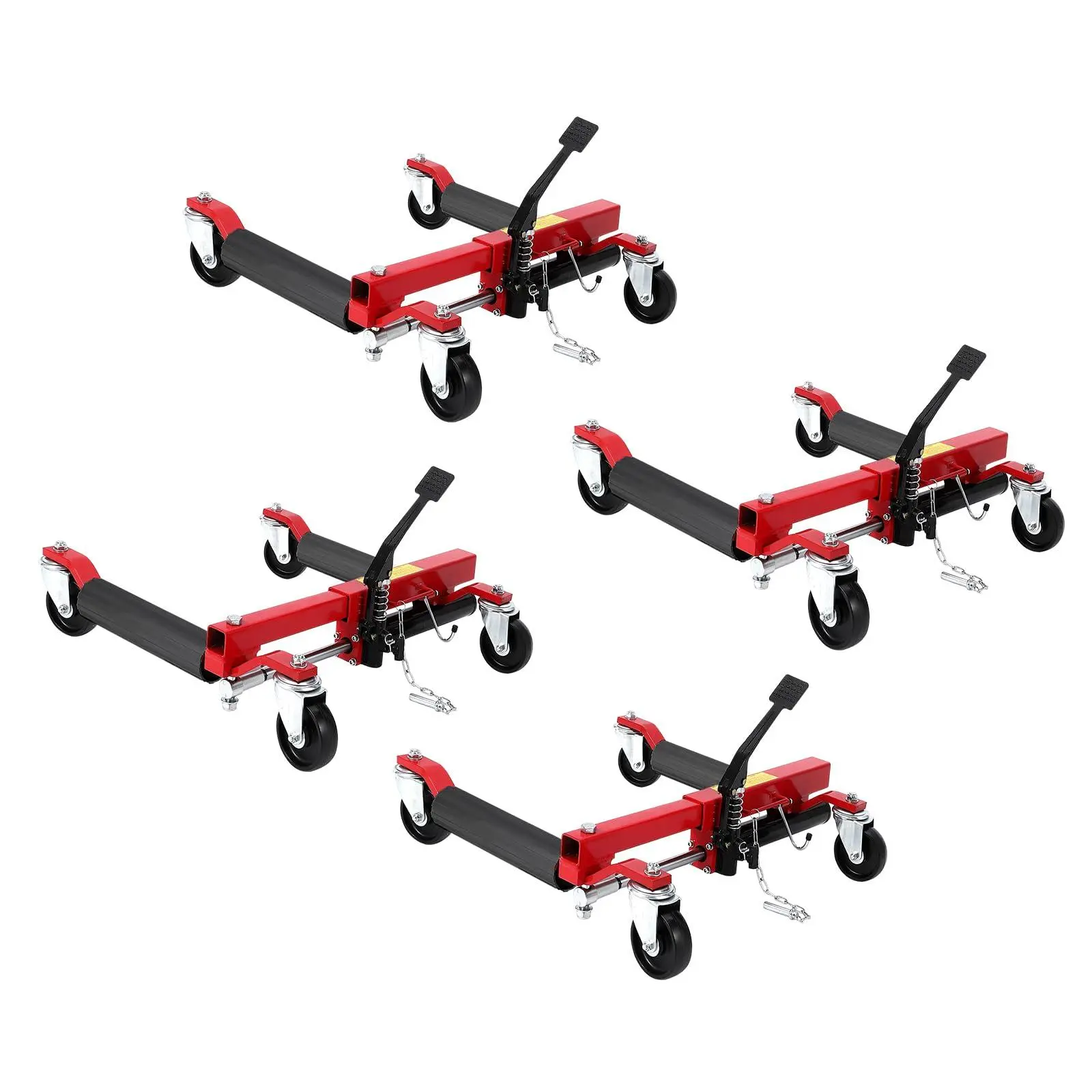 GARVEE Set of 4 Car Wheel Dolly Jacks, 6000LBS Capacity Hydraulic Jack with Foot Pedal, Twin Heavy-Duty Rollers for Auto Tire Repair & Moving