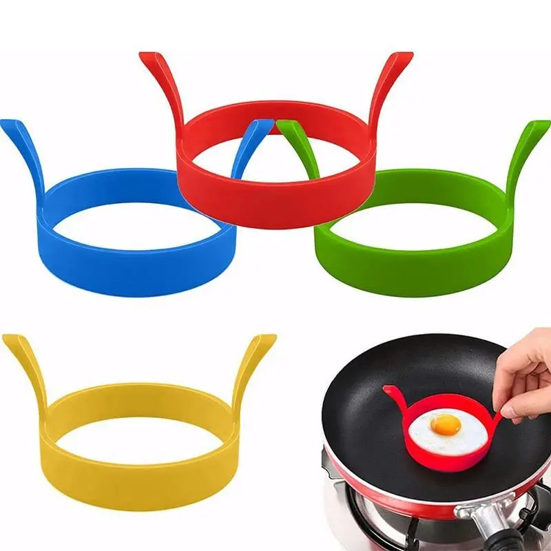 Silicone Egg Ring Mold, 4 Counts/set Round Egg Ring, Multicolor Egg Frying Ring, Egg Rings For Frying Eggs, Kitchen Cooking Tool for Frying Egg, Pancake, Omelette