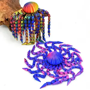 3D Printed Cute jellyfish Figurine with Vibrant Gradient Color, Ideal for Thanksgiving, Durable Plastic Model Kit for Hobbyists and Collectors, No Power Required, Model Assembly & Display Set, 3D Printed Animal, Magic jellyfish,Printed jellyfish