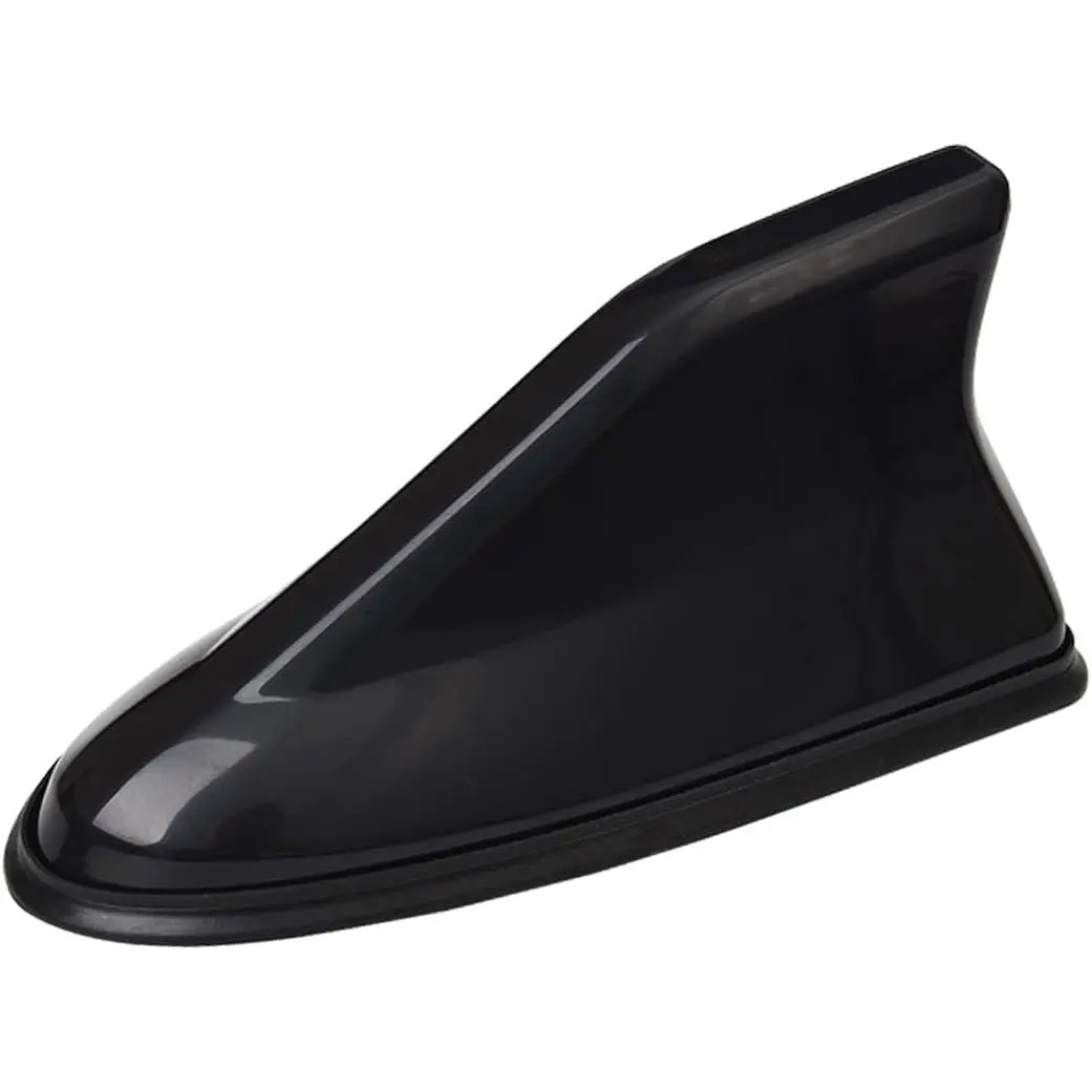 Black Shark Fin Antenna Cover – Adhesive Tape Roof Aerial Base with AM/FM Radio Signal for SUV, Truck & Most Cars