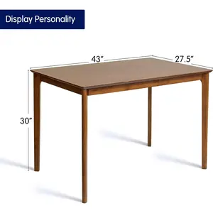 Dining Table for 4, 43 Inches Rectangular Solid Wood Kitchen Table for Small Space, Modern Dinner Table for Dining Room, Living Room, Office, Easy Assembly, Oak