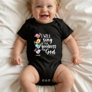 I Will Sing Of The Goodness Of God Print Bodysuit Baby Rompers Short Sleeve Cotton Toddler Rompers Graphic Print Baby Clothes One-Piece Outfit
