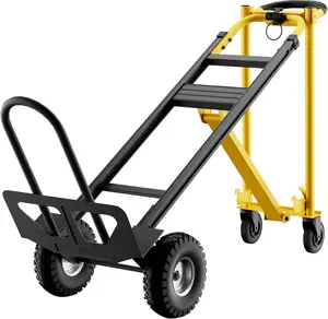 3-in-1 Convertible Aluminum Hand Truck Dolly, 800lbs Heavy Duty  Hand Truck with Wheels, Folable Dolly Cart for Warehouse, Industrial & Home Use,Yellow