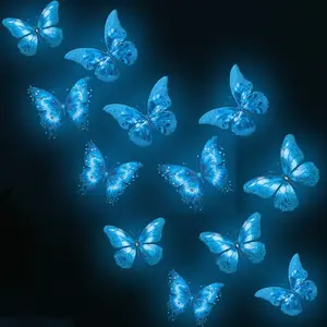6pcs of Glowing Butterfly Wall Stickers,Luminous Butterfly Wall Decals in Sky Blue for Decorating Walls with Butterflies in Flight.Easy to Peel And Stick, Removable,Suitable for Living Rooms,Bedrooms,And Bathrooms.Made of Self-Adhesive