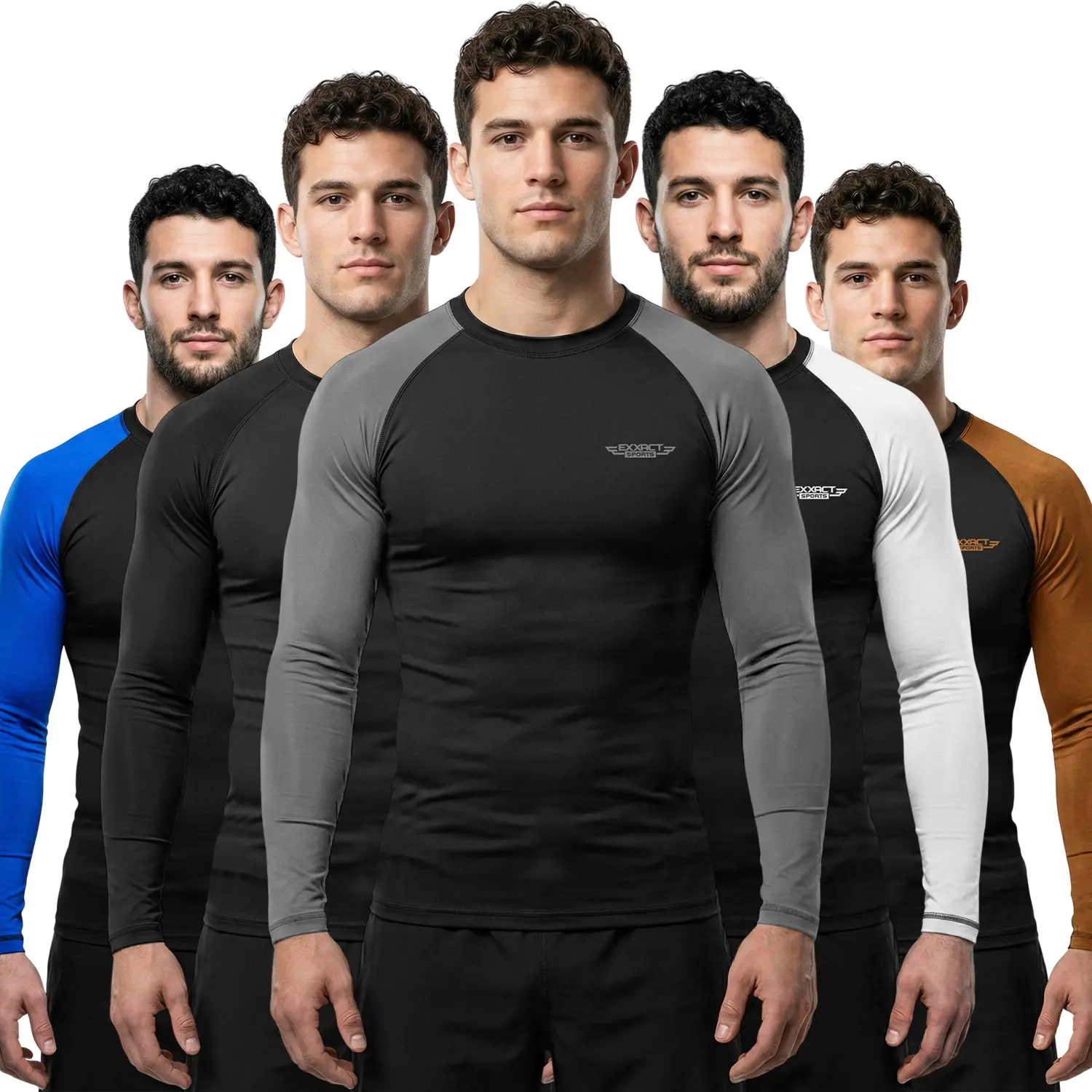 Exxact Sports Men's IBJJF Legal Compression Top, Long Sleeve 4-Way Stretch Poly-Spandex Activewear for Martial Arts, BJJ & Boxing