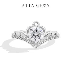 ATTAGEMS 925 Sterling Silver Glitter Elegant D Color Lab-Created Moissanite Ring, Simple Design Ring for Women, Silver Jewelry, Fine Jewelry Accessories for Party, Daily Clothing Decor, Luxury All-match & Exquisite Jewelry for Birthday Gift R277, Elegant