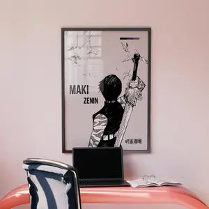 Maki Zenin Poster, Jujutsu Kaisen Warrior Wall Art, Sword Anime Illustration, Strong Female Character Print, Gift for JJK Fans