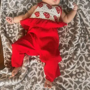 Toddler Girls Two Piece Outfits Crocheted Flowers Fruit Ruffled Camisole Tops Elastic Waist Long Pants Baby Children Summer Clothes