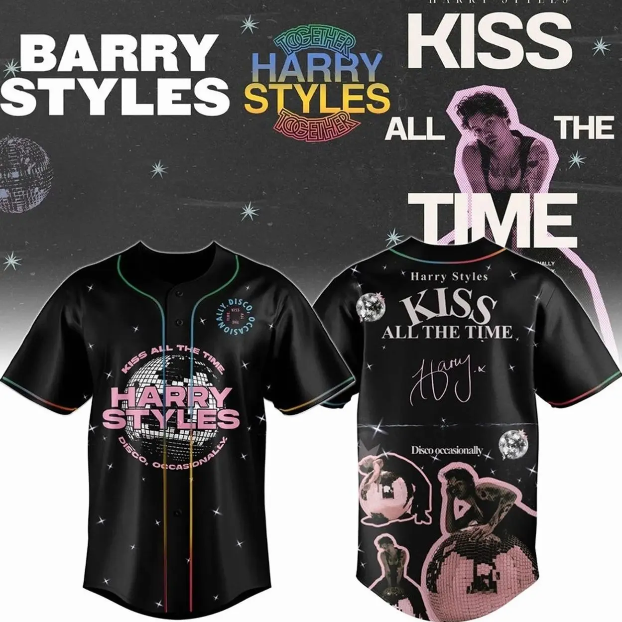 Harry Styles The Together Together Tour Baseball Jersey, Kiss All The Time Design, Official Tour Merch, Concert Fan Shirt, Gift for Harry Styles Fans