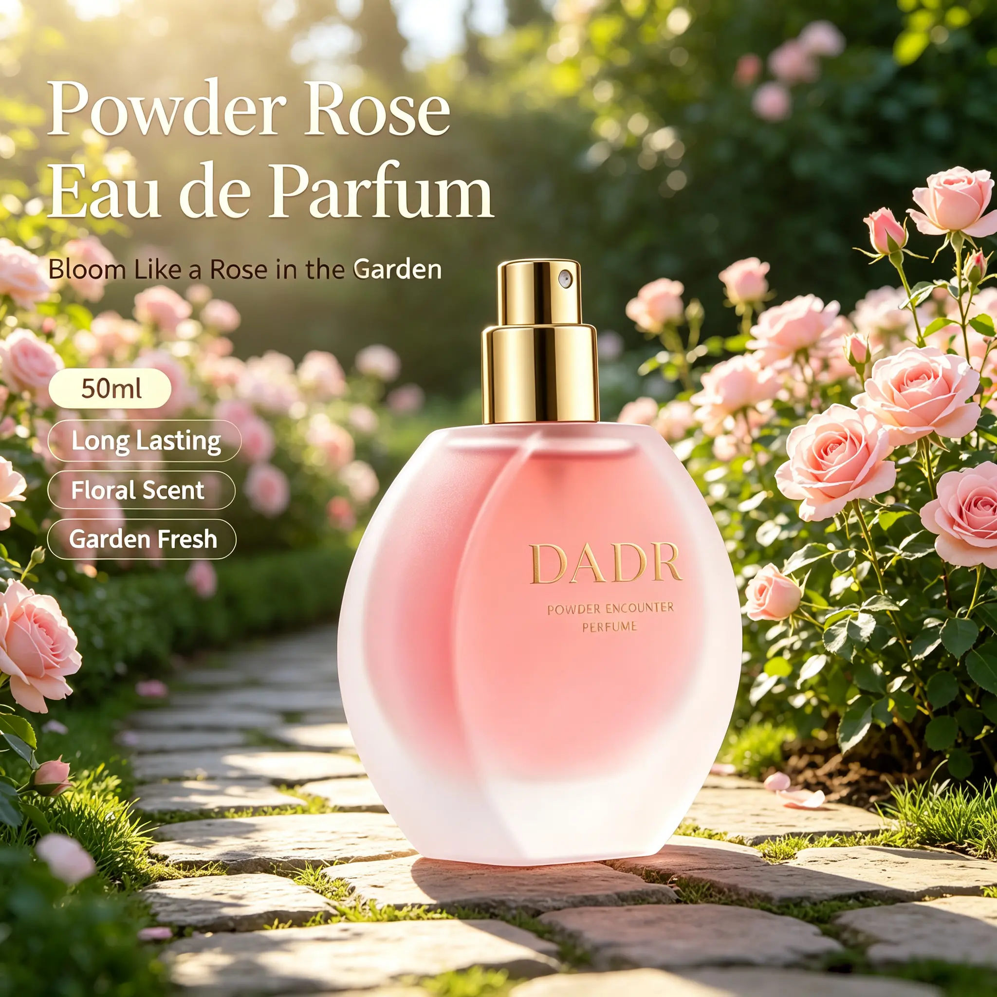 50ml Soft Powdery Garden Rose Perfume, Long‑Lasting Floral Fragrance, Travel‑Size Scent for Daily Life & Date Nights