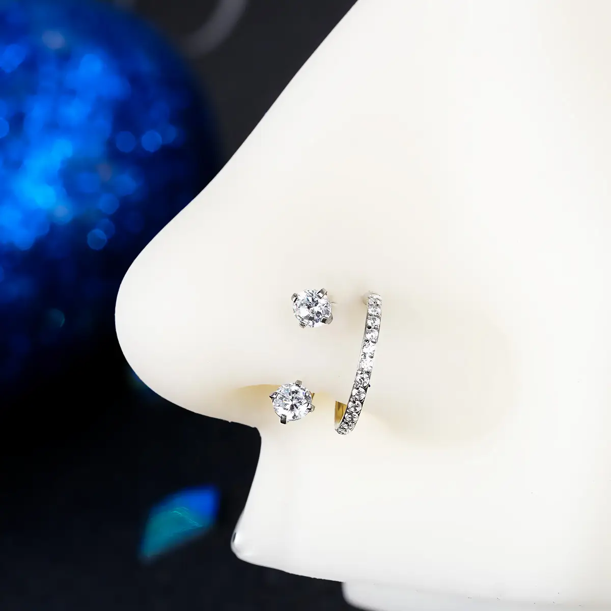 Oufer 18G/20G Horseshoe Internally Threaded & Threadless AAA+ Grade CZ Nostril Cartilage Lobe Piercing Ring 316L Stainless Steel 7mm 8mm 10mm Sizes -