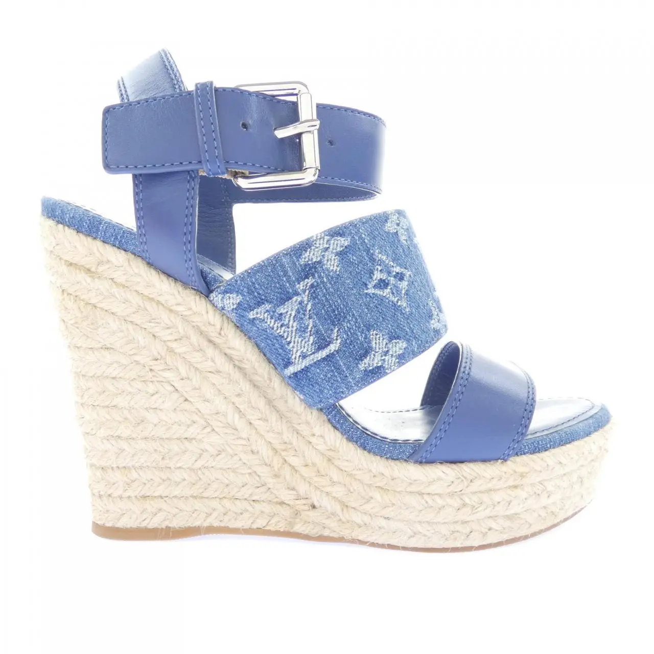 Pre-owned Louis Vuitton Denim Small Leather Goods Starboard Line Monogram Sandals