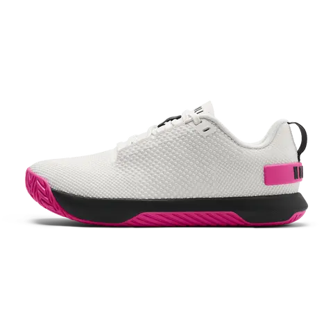 NOBULL Women's Outwork Flex Shoe in Classic White Pink Glo - OG Strength Training Shoe, Durable Gym Trainer, Lifting Sneaker