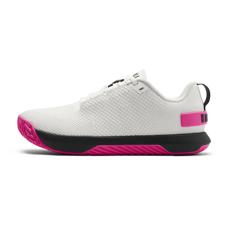NOBULL Women's Outwork Flex Shoe in Classic White Pink Glo - OG Strength Training Shoe, Durable Gym Trainer, Lifting Sneaker