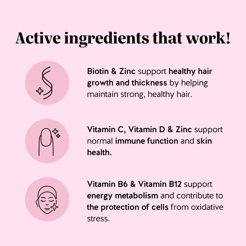 Bears with Benefits Biotin Gummies for Hair Growth, Skin & Nails –  5000 mcg Biotin + Vitamins C & E + Zinc - 30 Gummies - Vegan Wild Berry Flavor - 1 Month Supply