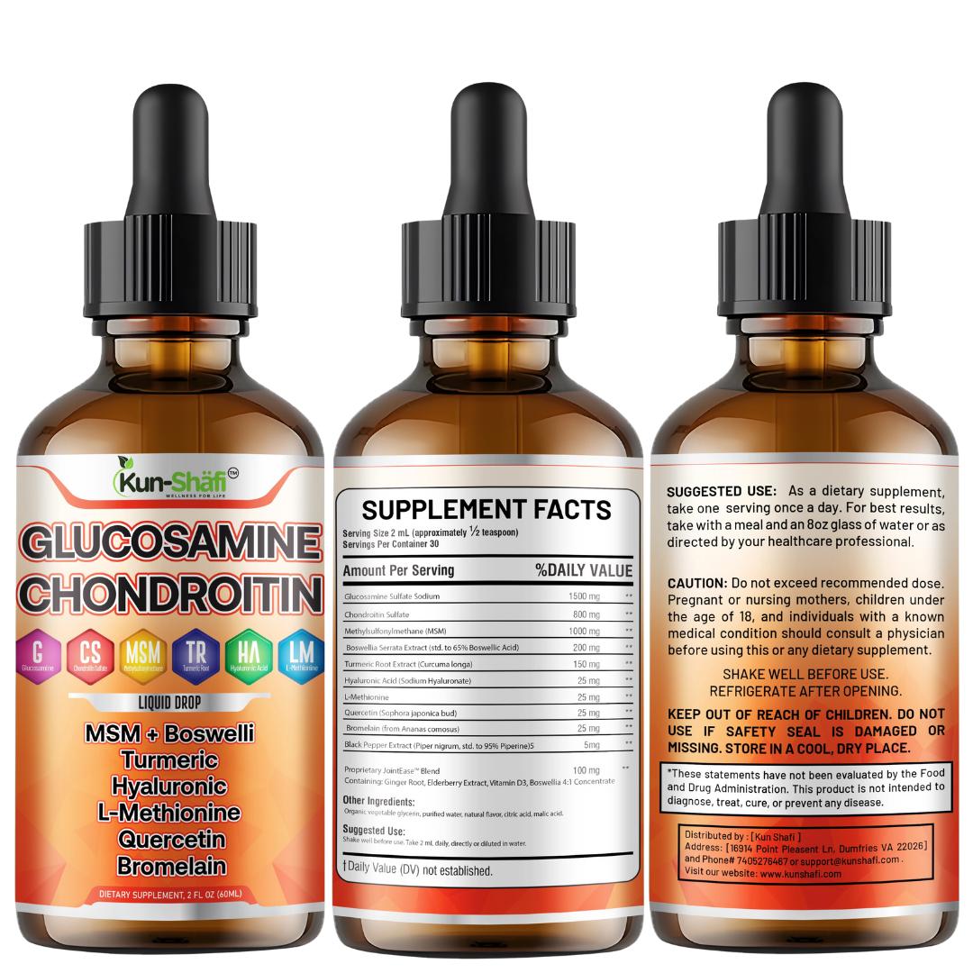 Liquid Drop Joint Support Formula – Daily Wellness Drops with Glucosamine & Hydration Support | Fast Absorption | 3-Day Free Delivery USA