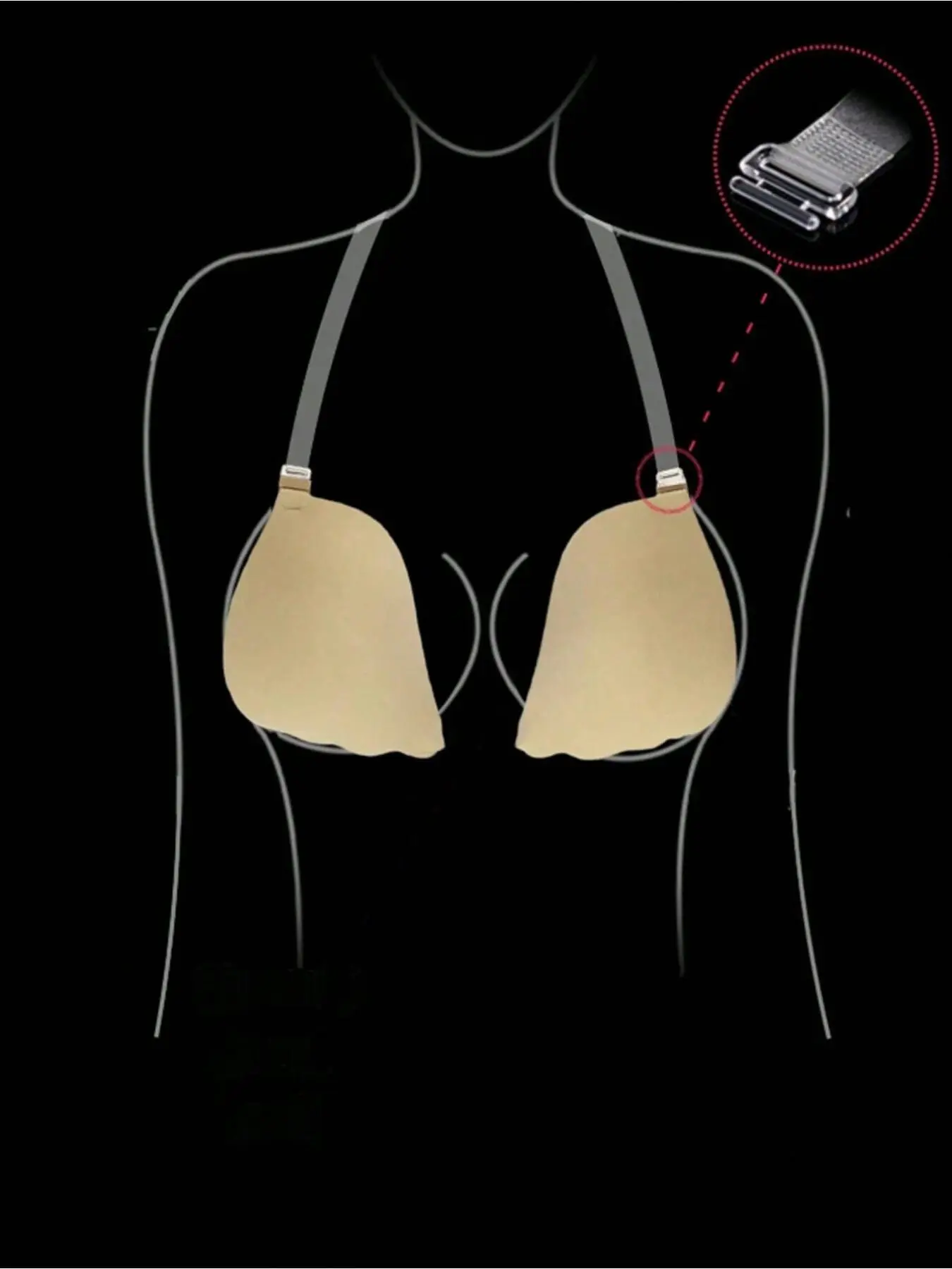 Reusable Adhesive Push Up Lady Bra, Seamless Invisible Backless Bra with Clear Strap, Deep V Lift Up Silicone Bra, Deep V Bras for Party, Prom, Wedding, Summer Dresses, Comfortable Full Coverage Breast Lift Underwear