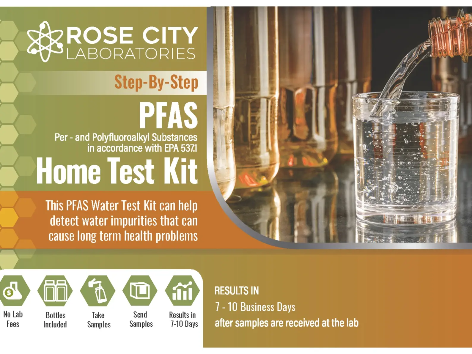 Rose City Laboratories PFAS Water Test Kit Step By Step Detection of Water Impurities No Lab Fees Bottles Included